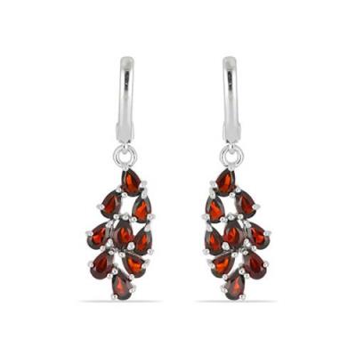 BUY 925 STERLING SILVER REAL GARNET GEMSTONE FLOWER DROP EARRINGS